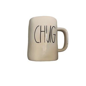 Rae Dunn Coffee Mug, 18oz cup, white “CHUG”